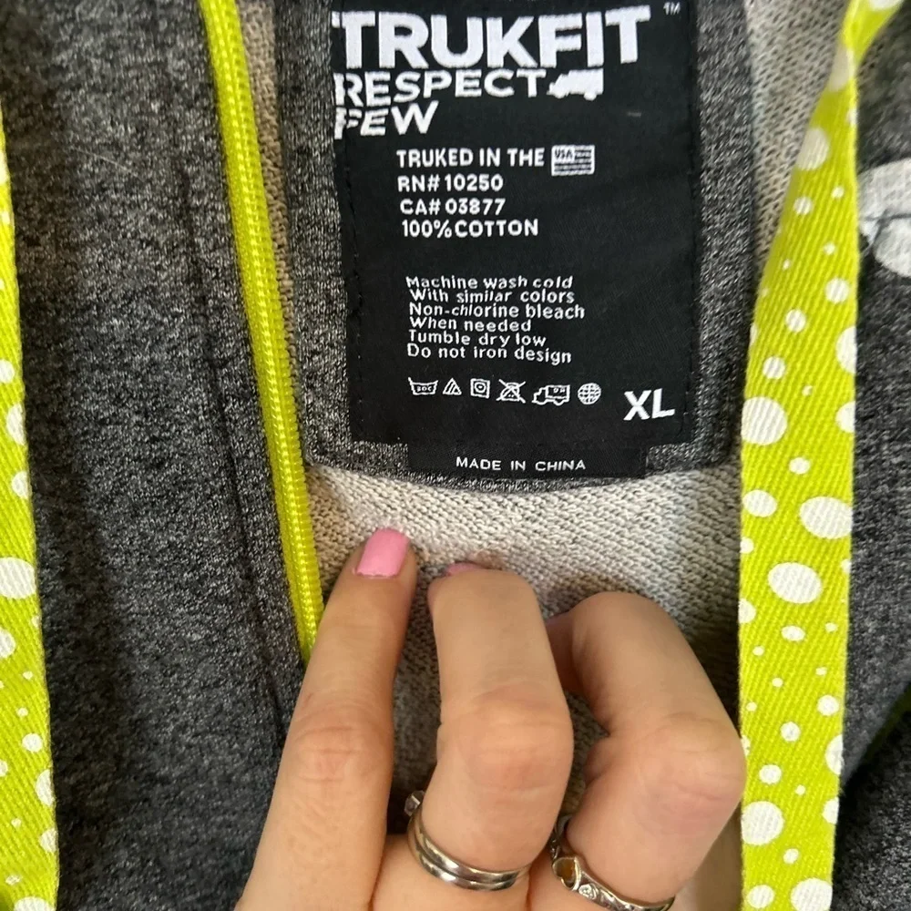 TRUKFIT RESPECT FEW HOODIE ZIP JACKET XL MEN'S POCKETS GRAY POLKA DOT